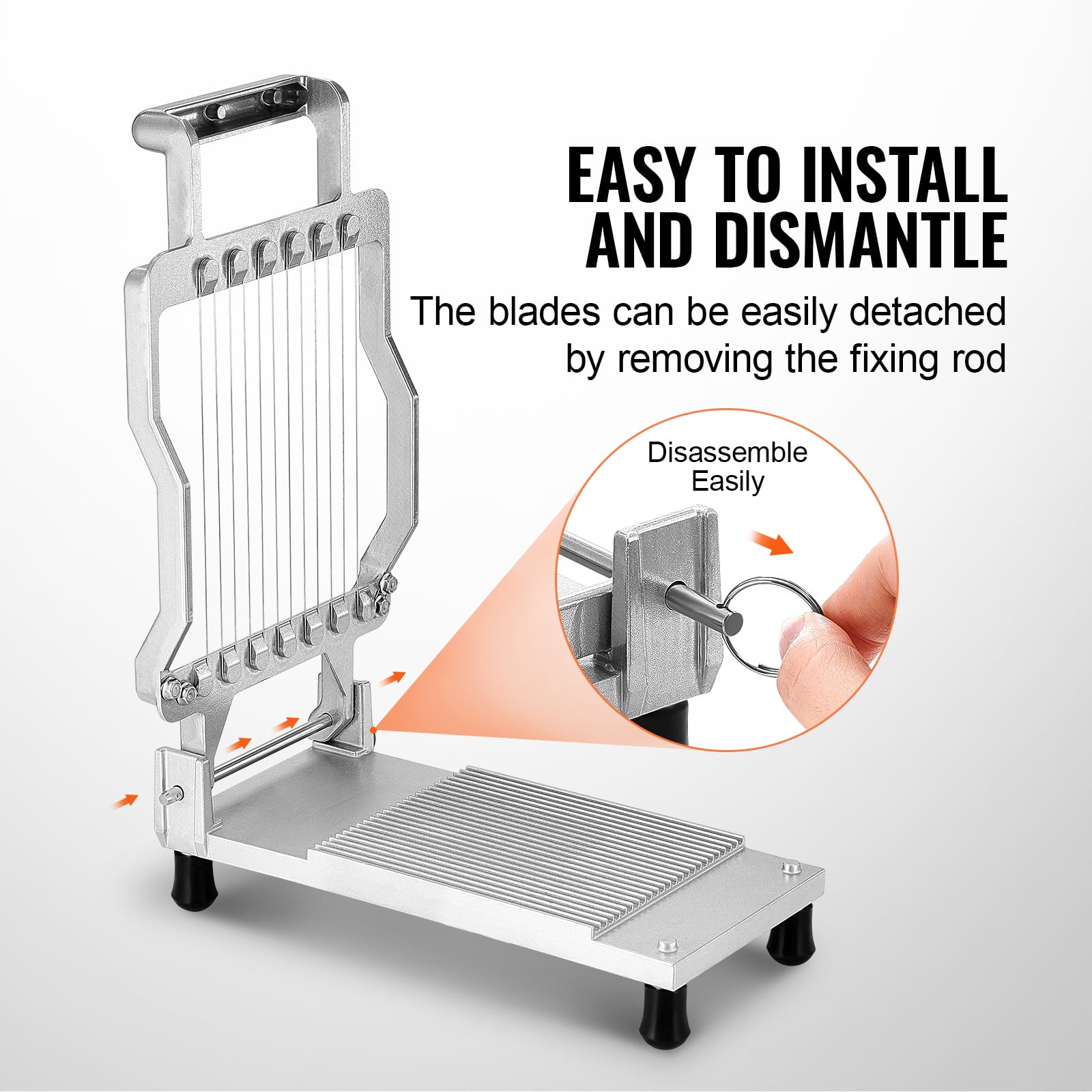 KFFKFF Cheese Slicer with Adjustable Wires, Includes Thin 0.39'' & Thick 0.78'' Cutting Options, Easy-to-Detach Aluminum Alloy Frame, Equipped with Durable 316 Stainless Steel Wires for Kitchen Use