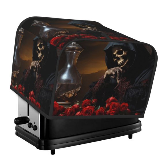 Rateoe Elegant Rose Skull Pattern Toaster Covers 4 Slice Wide Slot,Bread Machine Cover,Bread Dust Cover & Fingerprint Protection,Appliance Covers