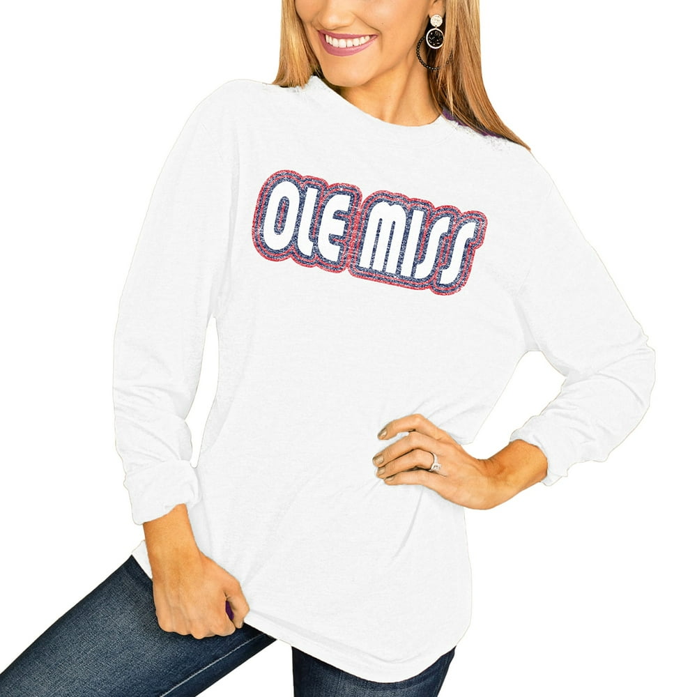 Ole Miss Rebels Women's It's A Win Vintage Vibe Long Sleeve TShirt White