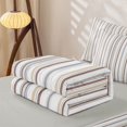 thumbnail image 5 of Castle Fairy Minimalist Vertical Stripe Zipper Twin Comforter Sets with Fitted Sheet and 2 Pillowcases,Geometric Thin Line Zipper Bedding Set,Beige Brown Gray,Reversible, 5 of 7