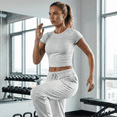 thumbnail image 6 of MLDRA Women’s 2-Piece Lounge Set Workout Set Crop Top & Wide Leg Pants Vacation Travel Outfit Sweatsuits Sets Grey, 6 of 7