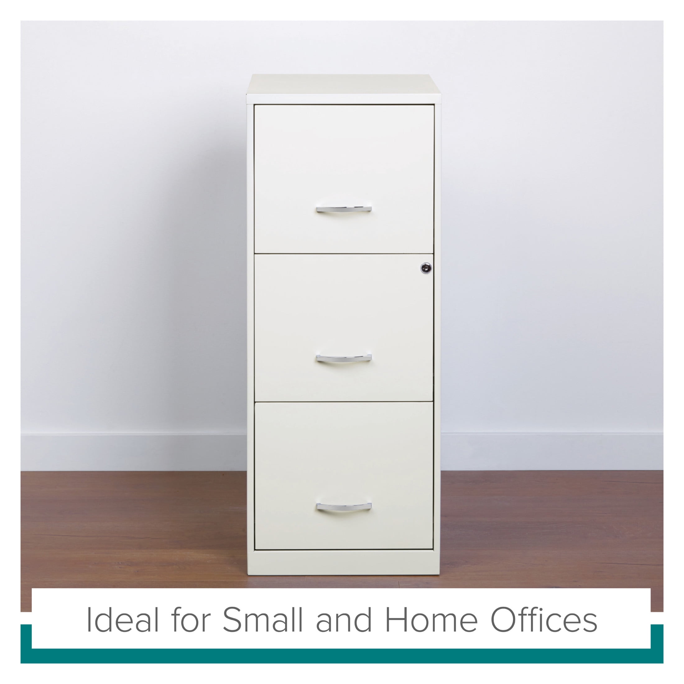 Space Solutions 18" Deep 3 Drawer Smart Letter Width Vertical File Cabinet, White