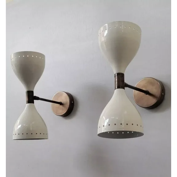 Mid-Century Green Diabolo Wall Lamp – Vintage Italian Stilnovo Brass Cone Sconce