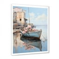 Designart "Blossoms on Pastel Port Boat II" Coastal Framed Wall Art