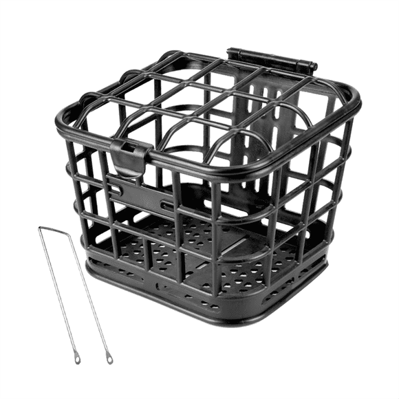 Bike Basket Bike Front Basket Large Capacity Anti Extrusion PP Material Detachable Basket with Lid for Electric Bike,1 * Basket 1 * Straight Bracket,Black