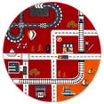 thumbnail image 2 of SAFAVIEH Carousel Kids Devan Train Track Area Rug, Red/Ivory, 5'3" x 5'3" Round, 2 of 11