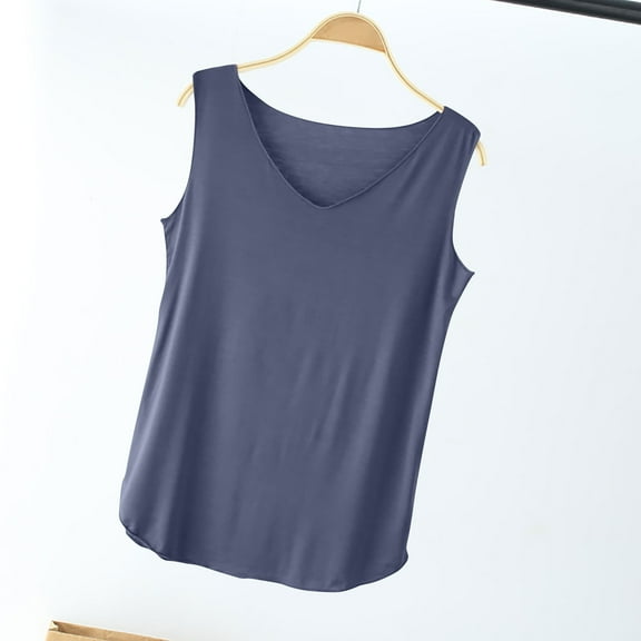 Summer Women Tank Tops V-Neck Solid Color Sleeveless Basic Classic Pullover Blouse Camisole Wide Straps Casual Slimming Loungewear Going Out Tops For Women