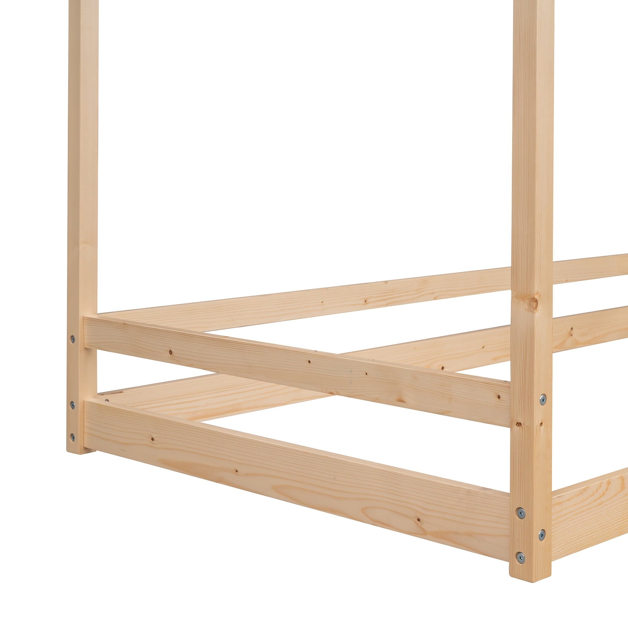 Bellemave Wood Twin House Bed Frame, Montessori Floor Bed for Teen (Natural)