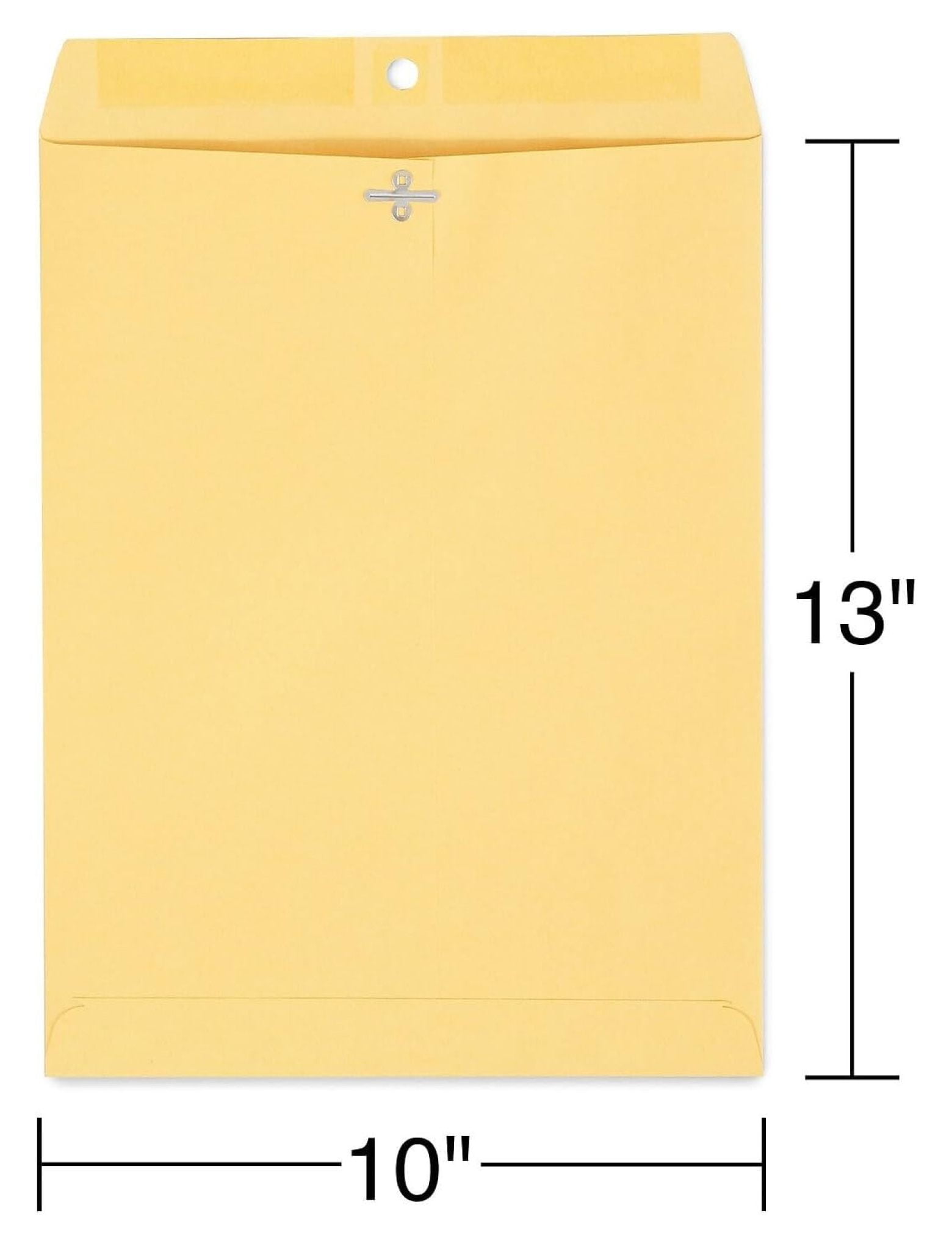 Clasp Close Envelopes, 10 x 13 Inch, Gummed Flaps, Great for Filing, Storing, Mailing Documents, 100-Pack, Brown