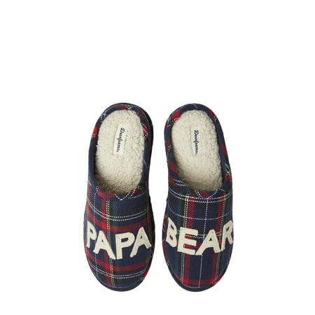 Dearfoams Mens Papa Bear Plaid Clog Slippers