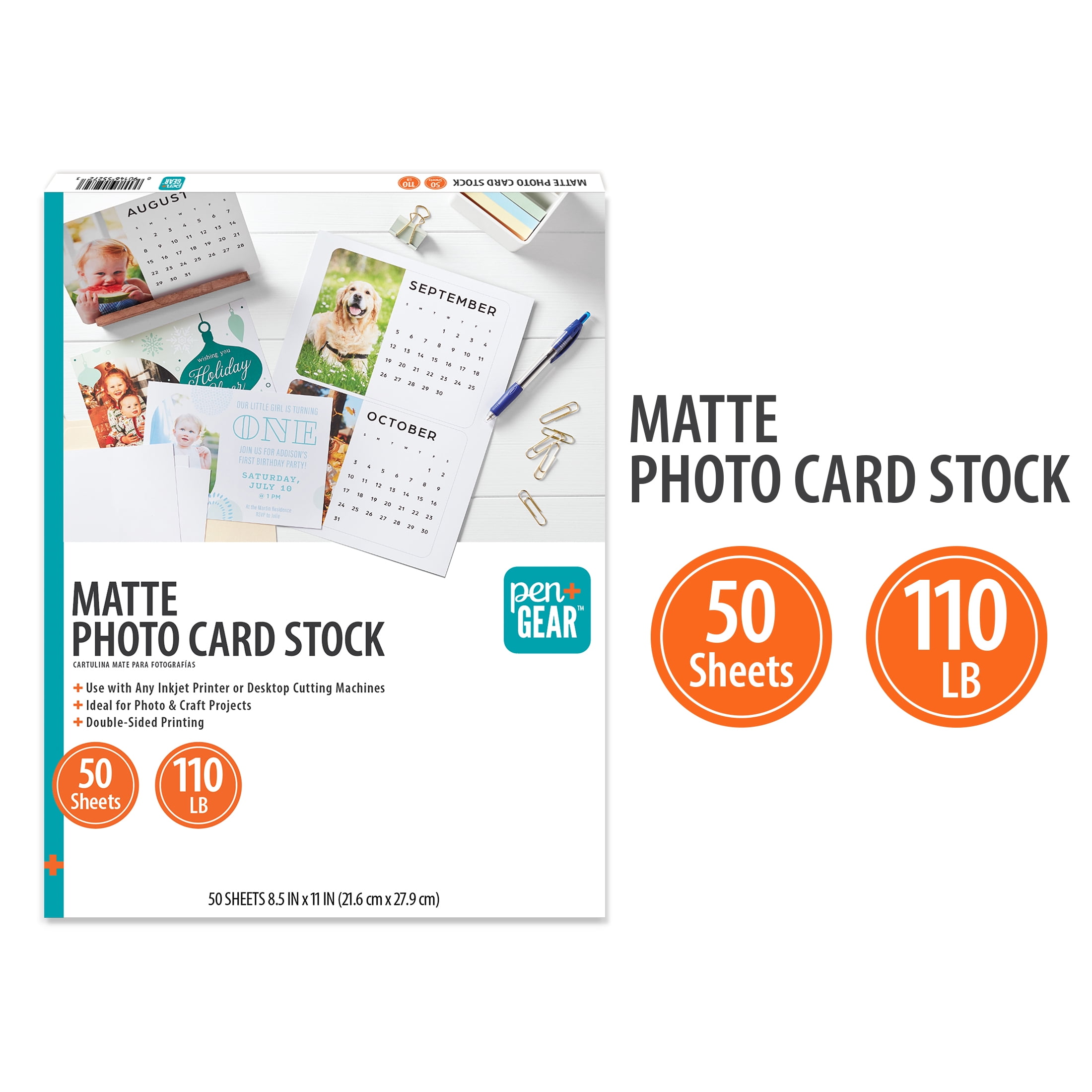 Pen+Gear White Matte Photo Card Stock, 8.5