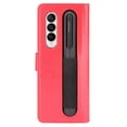 thumbnail image 5 of Allytech For Samsung Galaxy Z Fold 4 Flip Card Wallet Case,Shockproof 360 Full Protection Luxury PU Leather with Pen Holder Slim Folding Shell Cover and Strap.For Samsung Galaxy Z Fold 4,Red, 5 of 6