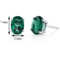 thumbnail image 3 of 1.47 ct Oval Shape Green Created Emerald Stud Earrings in 14K White Gold, 3 of 3
