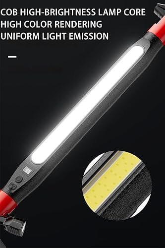 3000 Lumens Rechargeable Work Light, Ip54 Waterproof 360° Rotat 9.2 in Powerful Light 6.5 Hour Under Hood Work Light Bar, Magnetic Shop Light Rechargeable with Rotat Hook Perfect for Worker (1PC)