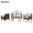 thumbnail image 5 of Harper & Bright Designs Patio Conversation Set, 4-Piece Outdoor Garden Furniture Set, Patio Seating Set, PE Rattan Outdoor Sofa Set, Wood Table and Legs, Brown+Beige+Wood, 5 of 17