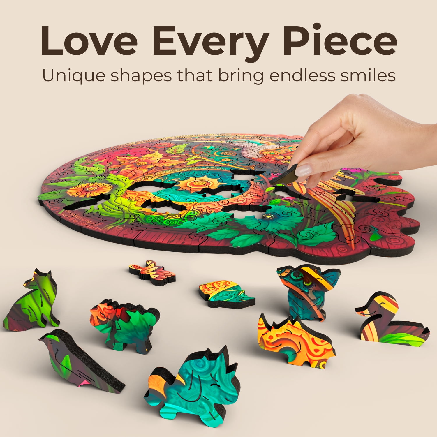 CRAFTHUB Hummingbird Wooden Puzzle for Adults - Wooden Jigsaw Puzzle for Ages 13+, Size: 10.8"x10.9"