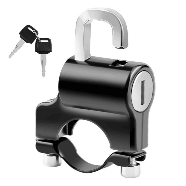 Mini Portable Helmet Lock Anti-Theft Safety Lock All-Metal with 2 Keys for 22-24mm Handlebar Bike