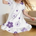 thumbnail image 2 of Edvintorg Girls Loungewear Floral Printed Crew Neck Short Sleeve Casual Sleep Dress Summer Clothes for Girls Size 4-15, 2 of 9