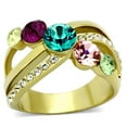 thumbnail image 1 of Alamode TK1031-5 Bague en Acier Inoxydable Or IP pour Femmes avec Cristal de Qualité Supérieure Multicolore - Taille 5, 1 of 1