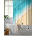 thumbnail image 2 of Split Shower Curtain for Transfer Bench, Aqua Blue Beach Fabric Shower Curtains for Bathroom, Summer Seaside Ombre Tub Sliding Transfer Bench Waterproof Bath Curtains 72"x72", 2 of 9