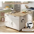 thumbnail image 6 of Rolling Kitchen Island with 360° Rotating Extendable Dining Table, 72" Large Island Table with Power Outlet & 7-Tier Spice Racks & Trash Can Storage, Cord Management Hooks, 6 of 12