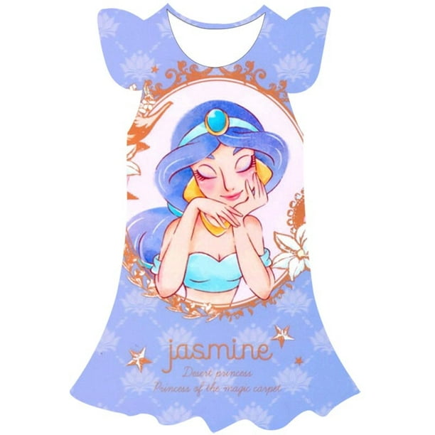 Date Disney Jasmine Princesse Robe Filles Dessin Animé Pétale Manches Robes  Princesse Vêtements Vêtements De Fête Pour Enfants 1-10 Ans 