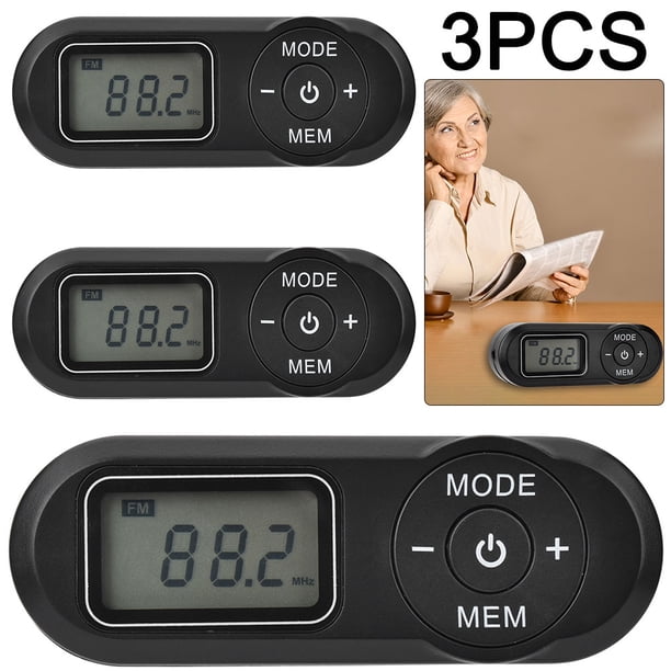3 Uds Pantalla Digital LCD Mini Radio Bolsillo Retro Recargable Reproductor FM Receptor