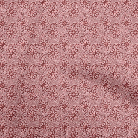 oneOone Cotton Cambric Maroon Fabric Asian Paisley Fabric For Sewing Printed Craft Fabric By The Yard 42 Inch Wide