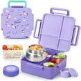 thumbnail image 1 of Bento Box Norxely con termo para niños de gran capacidad, color morado, 1 of 9