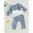 thumbnail image 3 of GXFC Kids Boy Fall Tracksuit Outfits Clothes 6M 1T 2T 3T 4T Children Boy Long Sleeve  Contrast Color Pocket Sweatshirts Tops and Elastic Waist Long Paual Autumn Cute Clothing for Toddler Boy, 3 of 9