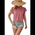 thumbnail image 3 of Blusa de Verano 2025 para Mujer, con Cuello en V, Volantes, Corta, Lunares, Holgada, Color Rosa, Talla XL, 3 of 6