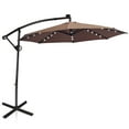 thumbnail image 1 of Patiojoy Aluminum Patio Hanging Umbrella Solar Powered Offset Umbrella With Cross Base & Pole Coffee, 1 of 5