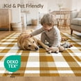thumbnail image 4 of ODIKA 5'x7' Washable Area Rug Nursey Checkered Plaid Geometric Border Frame Gingham Motif Neutral for Guest Room, Lounge, Apartment, Non-Slip Low Profile, Stain Resistant, 4 of 7