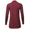 thumbnail image 3 of A2Y Women's Basic Solid Soft Cotton Long Sleeve Mock Neck Top Shirts Cabernet S, 3 of 5