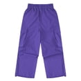 thumbnail image 4 of TiaoBug Kids Girls Cargo Pants Casual Pure Color Trousers Hip Hop Dance Costume4-14 Purple-A 160, 4 of 5