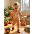 thumbnail image 5 of Loicainy Baby Toddler Girls Easter Summer Outfits 6 12 18 24 Months 2T 3T Short Sleeve Crew Neck Bunny Carrot Embroidery Tops and Elastic Waist Striped Shorts Clothes Set, 5 of 8