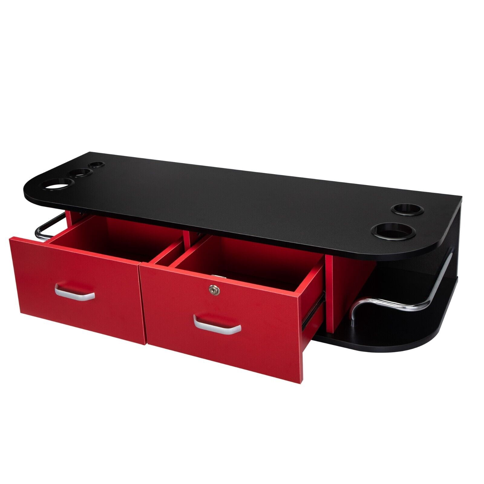 Wall-Mounted Salon Station Salon Beauty Lockable Cabinet Equipment w/2 Drawers