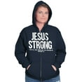 thumbnail image 3 of Jesus Strong Philippians 4:13 Bible Unisex Fleece Graphic Zip Up Hoodie Brisco Brands 2X, 3 of 5