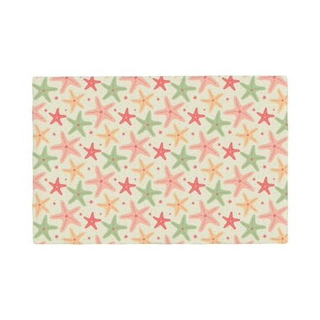 

Table Placemats Set of 4 - Colorful Starfish 12x18 In Faux Linen Double Heat Resistant Place Mats Cloth Indoor/Outdoor Placemats Washable Table Mats for Dining Kitchen Party