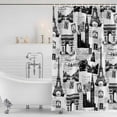 thumbnail image 3 of Paris Tower Shower Curtain, Waterproof Shower Curtains for Bathroom, Vintage Architectural Hand-Painted Aesthetic Washable Fabric Bathtub Curtain Set Bath Decor with 12 Hooks 72"x78", 3 of 8