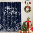 thumbnail image 5 of Navy Blue Christmas Shower Curtains for Bathroom, Waterproof Fabric Bath Curtains Decor, Bath Tub Curtain White Xmas Snowflake Winter Decorative Shower Curtain Sets with 12 Hooks, 72x72 Inch, 5 of 8