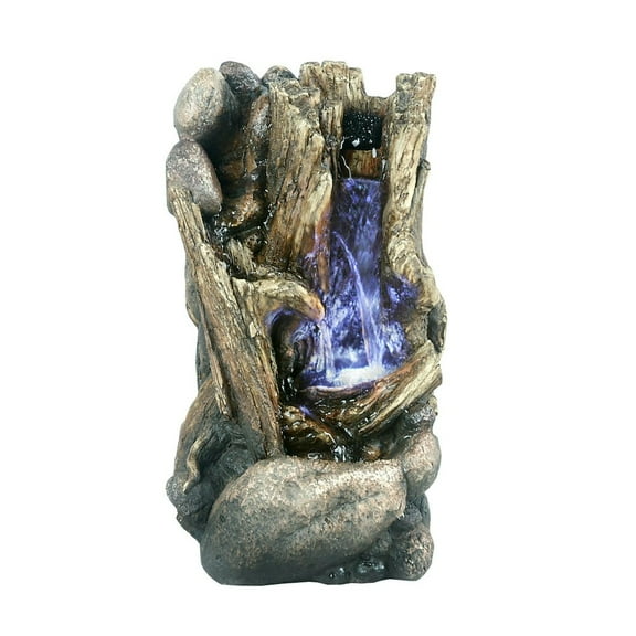 Hi-Line Gift Indoor/Outdoor Small Tree Trunk Fountain, Fiberglass Ivory, 7" x 5" x 11"