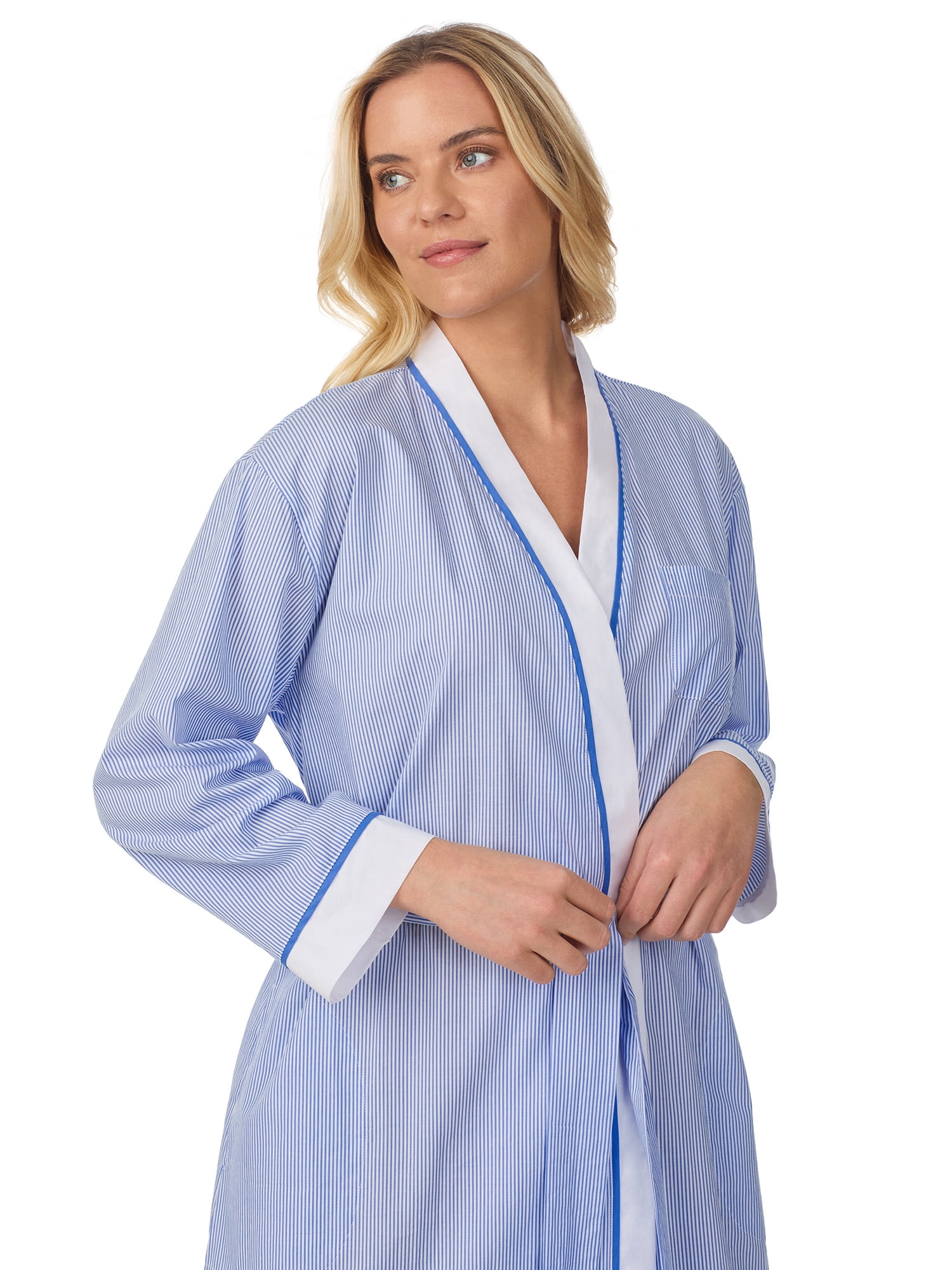 Aria Women's Lightweight Cotton Woven 52" Long Wrap Sleepwear Robe, Sizes XS-5X