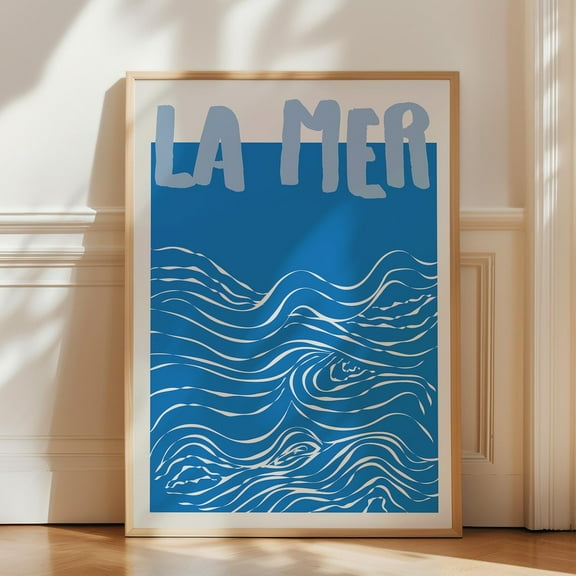 Kna Prints - Sea Print, La Mer Poster, Blue Print, Trendy Wall Art, , Sea Poster, Abstract Prints, Beach House Decor, Wall Art, UNFRAMED-8x12