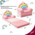 thumbnail image 6 of 2 in 1 Convertible Plush Kids Sofa Flip Open Sofa Seat with Pockets,Kid Couch Toddler Chair for Toddler Baby Girls, Rainbow, 6 of 8