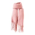 thumbnail image 3 of Women's Chunky Fringe Scarf, Winter Solid Color Shawl Wrap, Oversized Thickened Scarf, Fall Winter Accessory, Plush Warm Scarf and Cape Rose Gold, 3 of 3