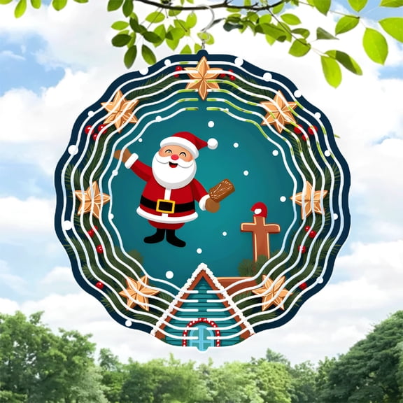 Whimsical Metal Hanging Wind Spinners & Chimes - Festive Gingerbread House Design for Yard & Garden Decor Perfect Holiday