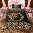 thumbnail image 2 of Erosebridal Chic Cheetah Print Twin Bedding, Personalized Initial D Duvet Cover Set, Black Brown, Black Reversible 2 Pieces, 1 Duvet Cover and 1 Pillowcase (No Comforter), 2 of 6