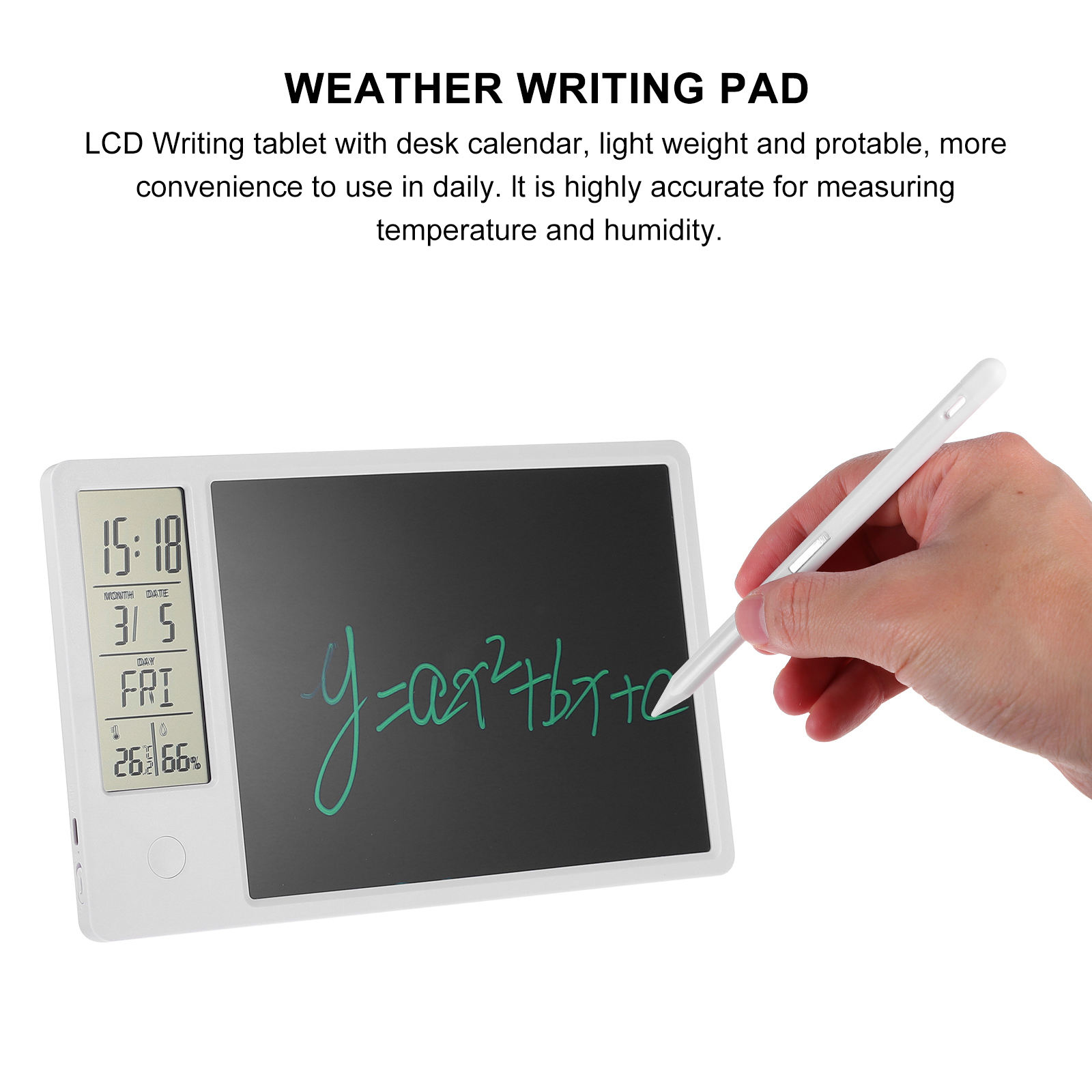 ADDHAT Digital LCD Clock with Calendar, Temperature Display, ABS Material, Compact Design for Home and Office Use, 1 Set