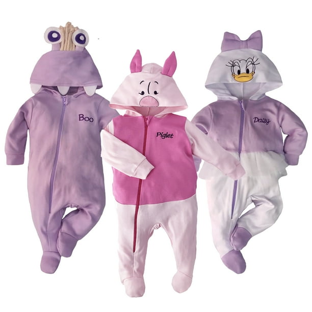 Kit 3 Mamelucos de algodA n con Gorro bordado Disney Premium Boo Piglet Daisy Talla 12 meses Disney Pijamas Bodega Aurrera en linea